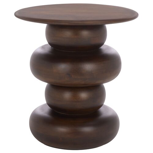 Cariel Round Accent Table, Dark Brown