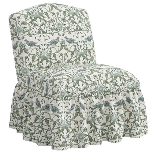 Maggie Ruffle Slipper Chair, Vine Bird Maggie Ruffle Slipper Chair, Vine Bird