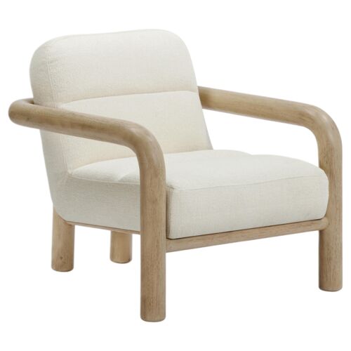 Kavira Texture Basketweave Accent Chair, Cream