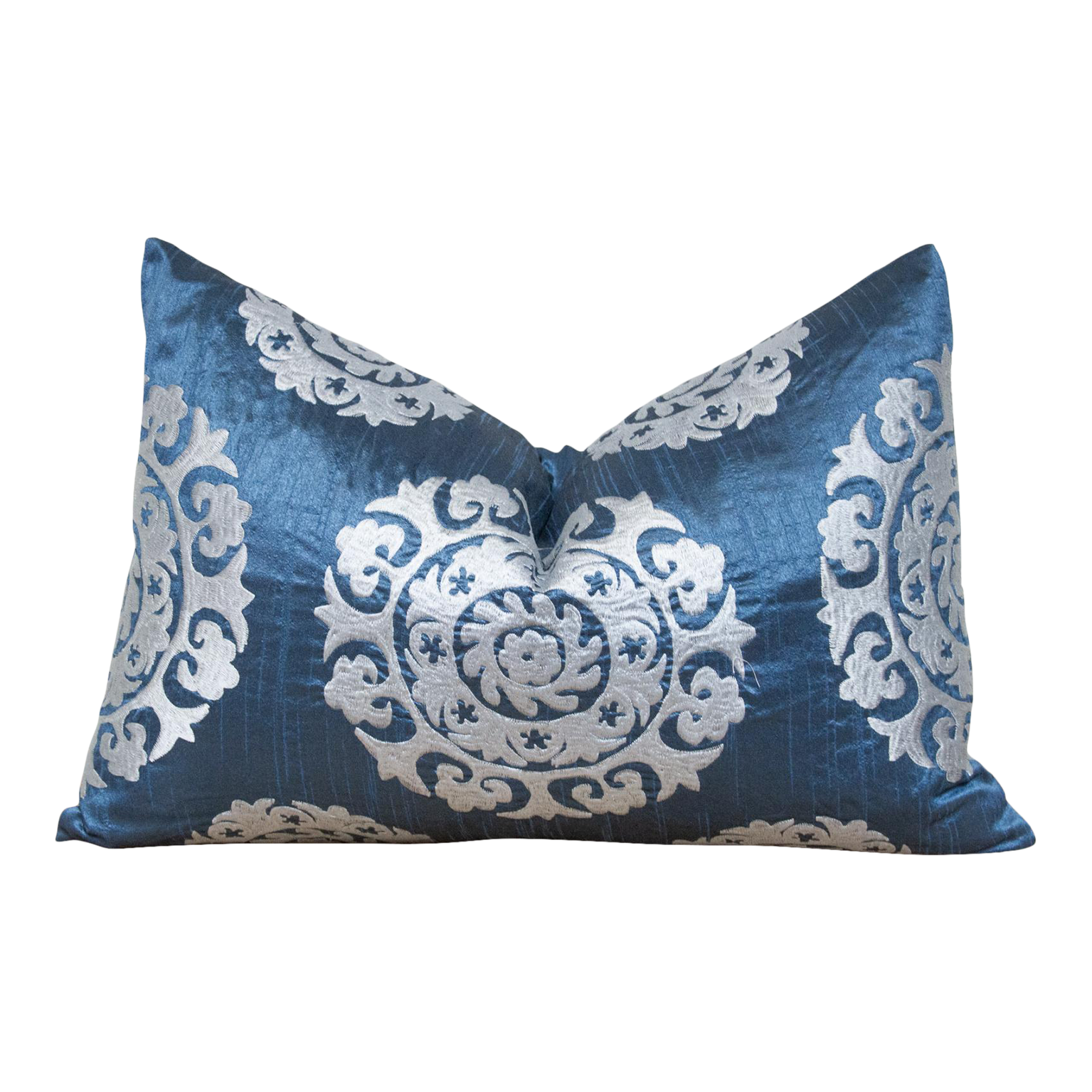 Royal Blue Silk Suzani Pillow Cover~P77682034