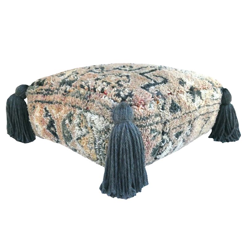 Rose Beige and Charcoal Tribal Pouf