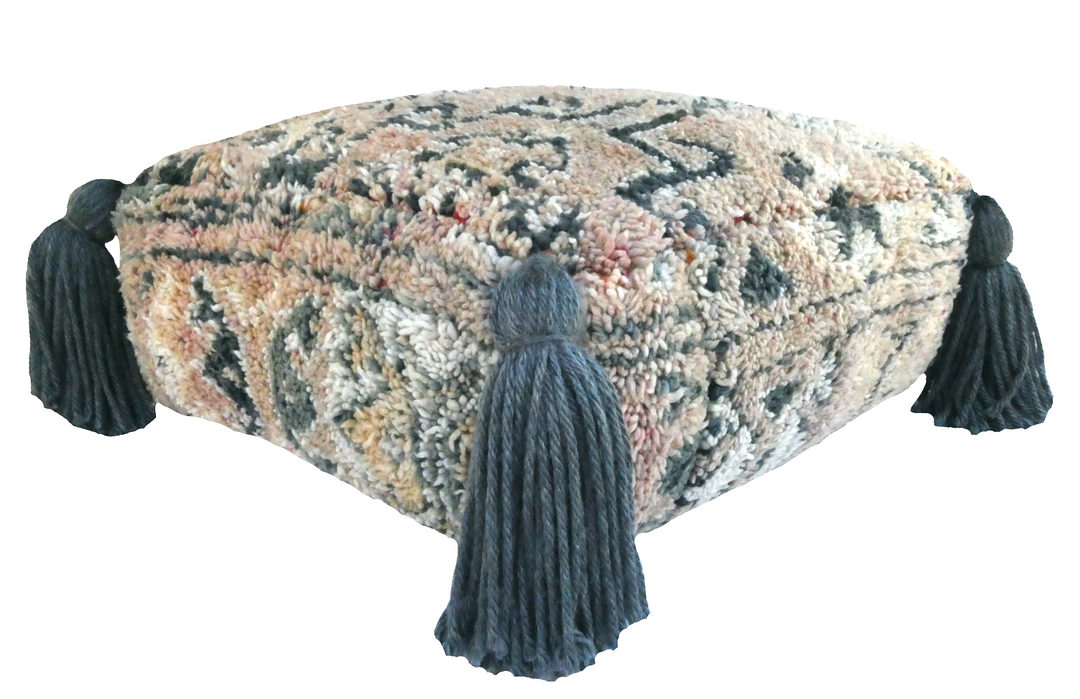 Rose Beige and Charcoal Tribal Pouf~P77654966