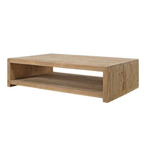 Jordana Coffee Table with Shelf, Natural Reclaimed Pinewood Jordana Coffee Table with Shelf, Natural Reclaimed Pinewood