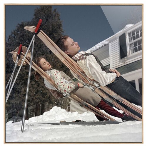 New England Skiing Photograph by Slim Aarons, White Oak Frame New England Skiing Photograph by Slim Aarons, White Oak Frame