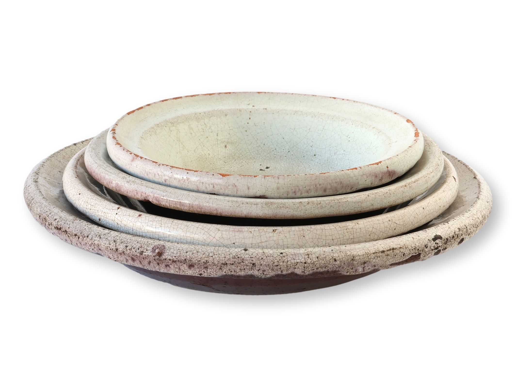 Heavy French Stoneware Glazed Bowls, s/4