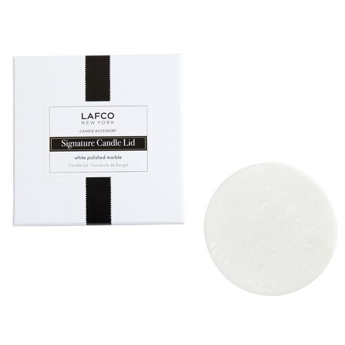 Classic Candle Lid, White Polished Marble