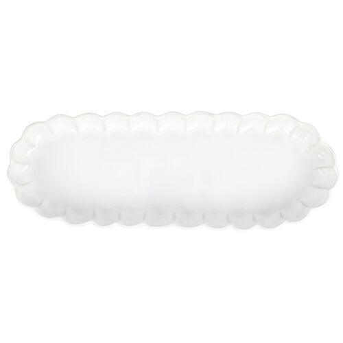 Incanto Stone Ruffle Oval Tray, White