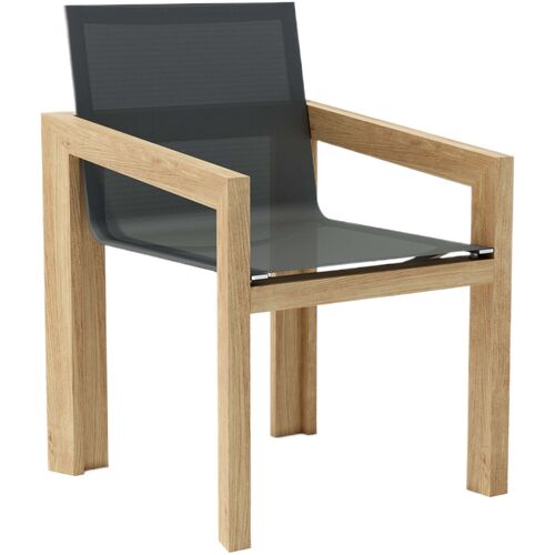 Deluna Outdoor Teak Dining Armchair, Batyline Mesh Deluna Outdoor Teak Dining Armchair, Batyline Mesh