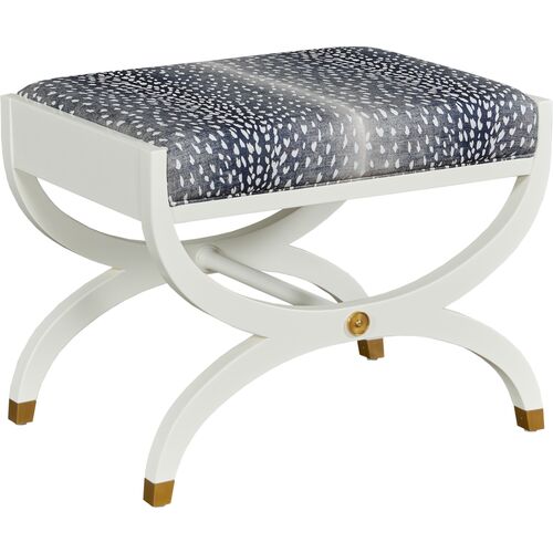 Noel Bench/Ottoman, White Dove/Navy Fawn
