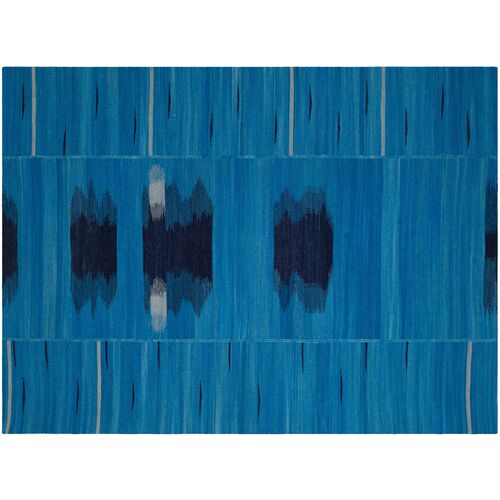 Ertel Flat-Weave Rug, Blue/Black~P77377084