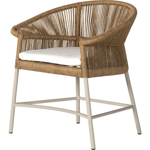 Alba Outdoor Dining Armchair, Sand Rope/White~P111118113