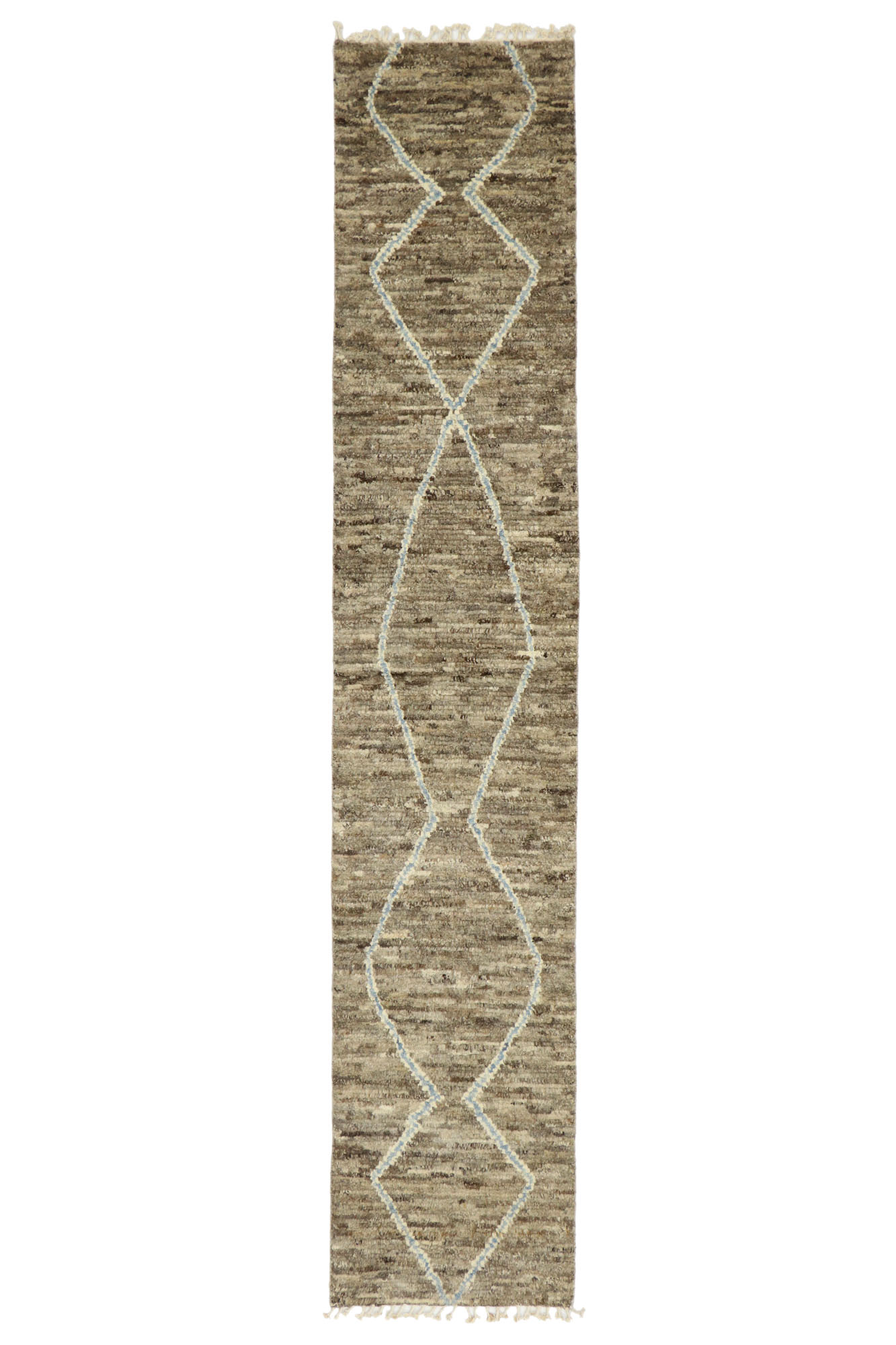 Earth-Tone Moroccan Rug, 2'07 x 12'11~P77673347