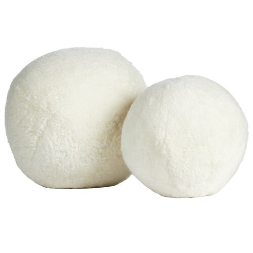 S/2 Victor Sheepskin Ball Pillows S/2 Victor Sheepskin Ball Pillows