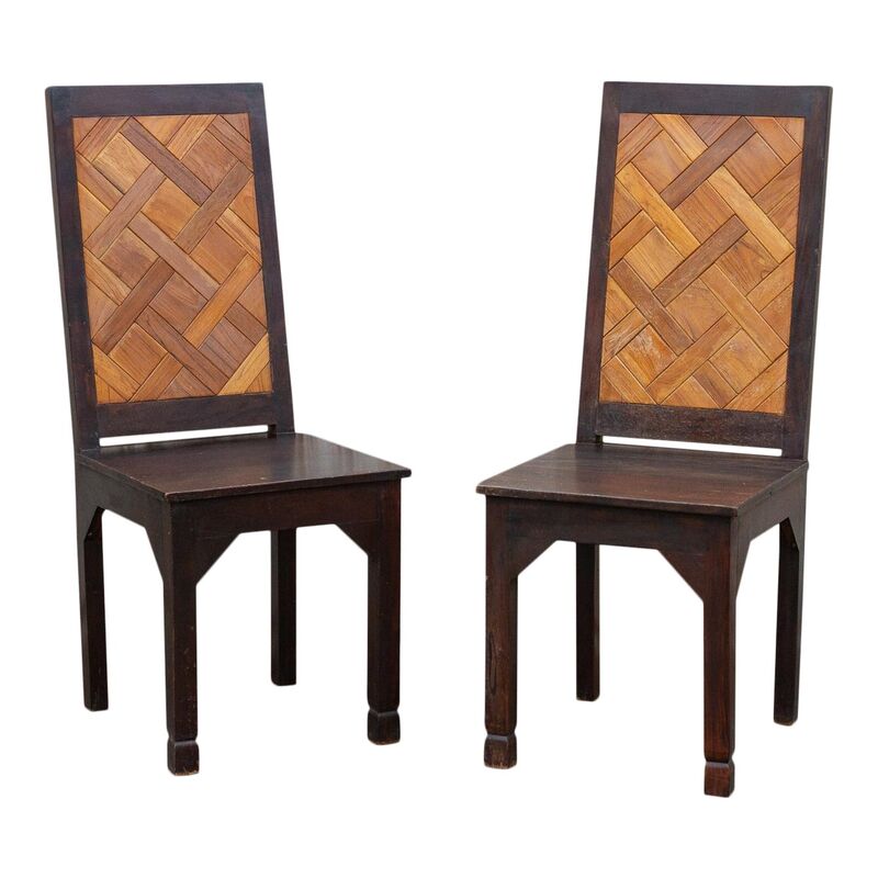 Herringbone Back Dining Chairs, Set of 2