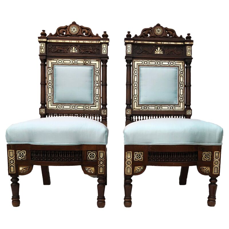 19th-C. Moorish Side Chairs, Pair