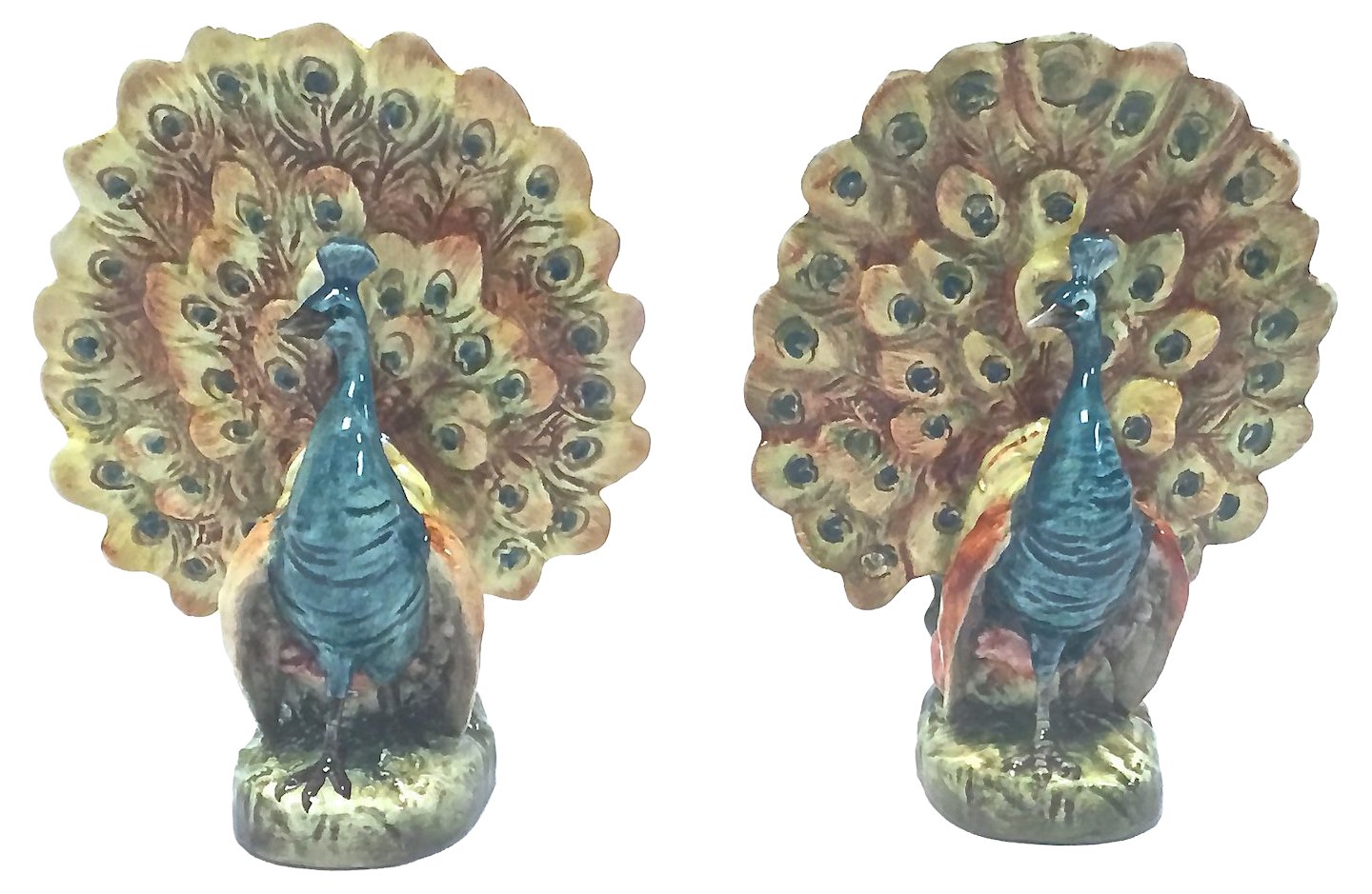 Ceramic Peacock Pocket Vases, Pair~P77296586