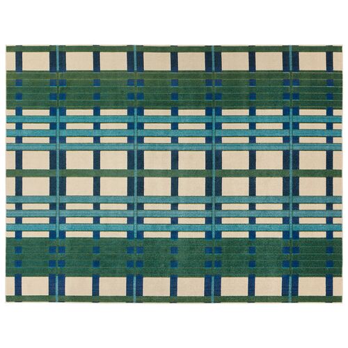 Mohair Geometric Rug, Blue
