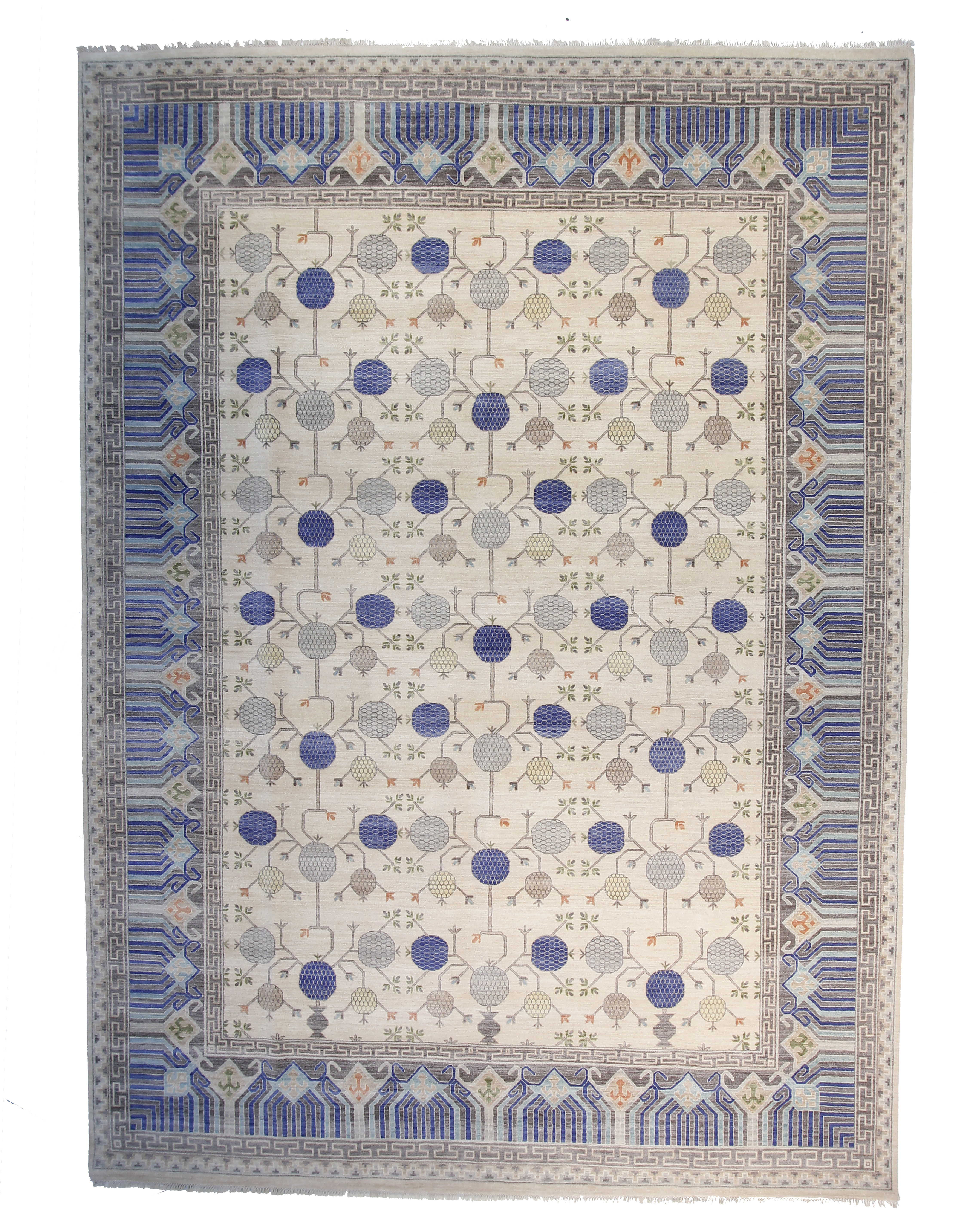 12" x 15" Khotan Rug, Ivory/Blue~P77662956