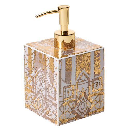 Distressed Soap Dispenser, Champagne & Gold