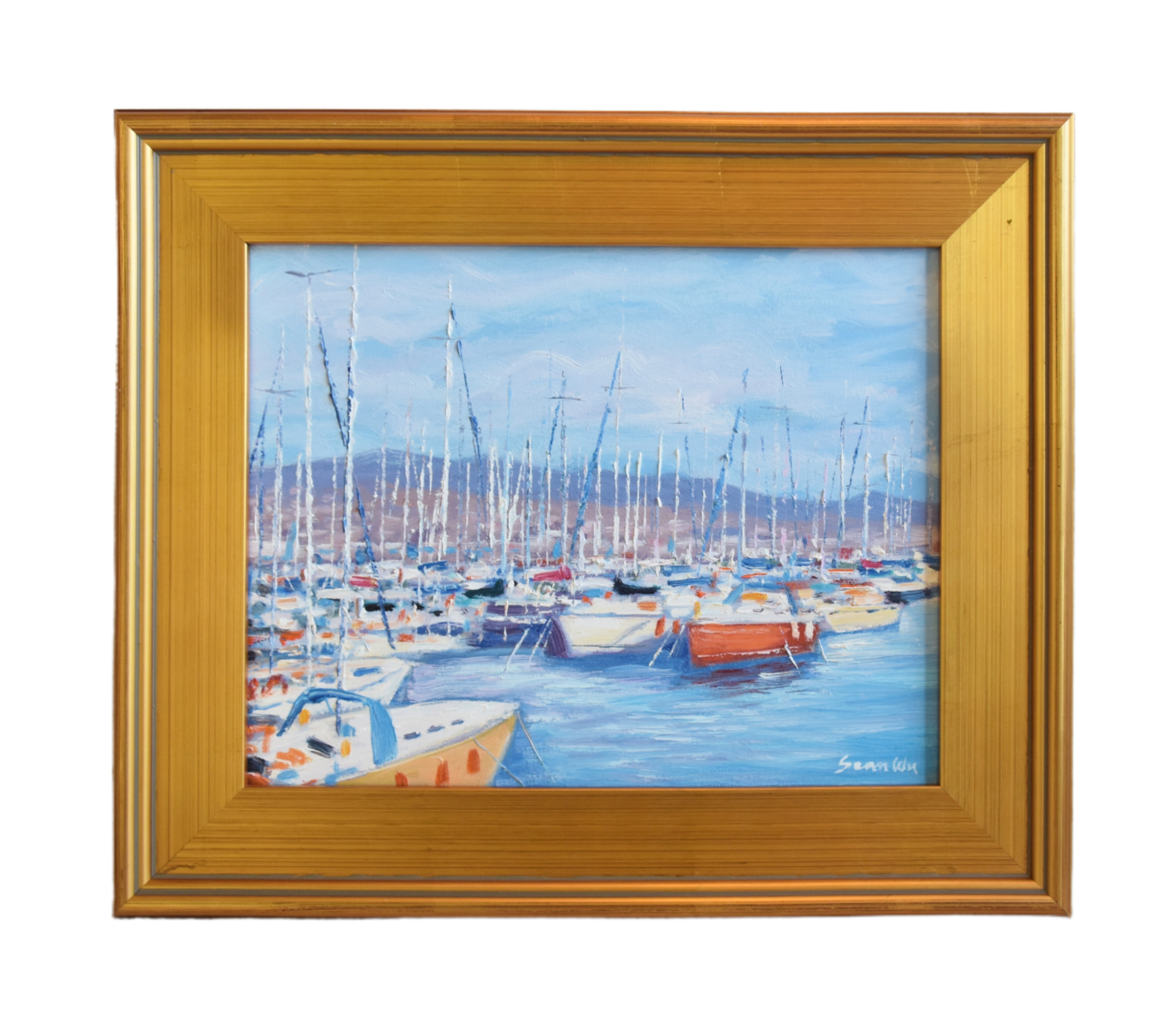 Nautical Sailboats In Marina Painting~P77684393
