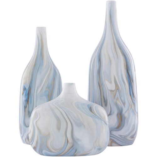 S/3 Marble Vase, Beige/White~P77643999