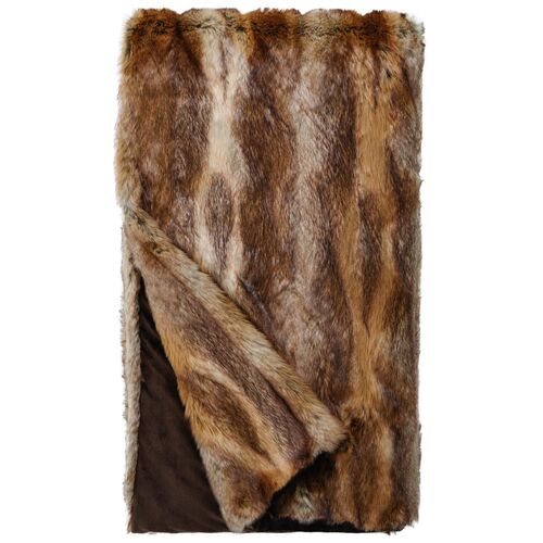 Harper Faux Fur Throw, Brown Mink~P77618485