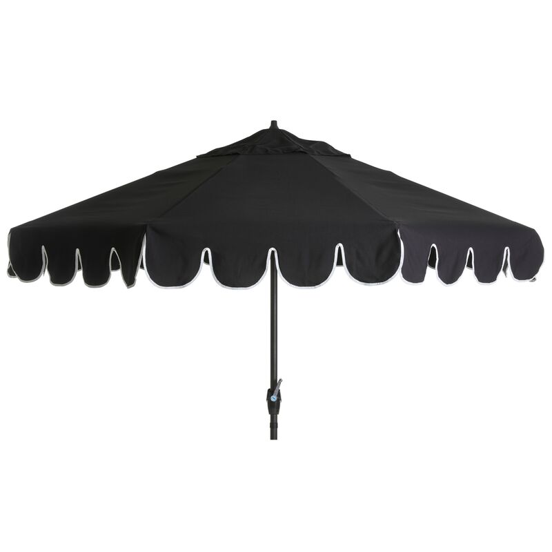 Phoebe Scallop-Edge Patio Umbrella, Black