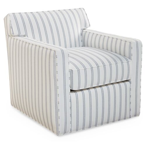 Kelton Swivel Chair, Navy/White Stripe Sunbrella~P77243666~P77243666