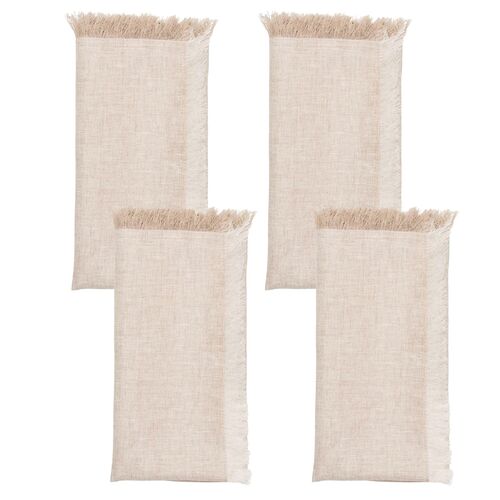 S/4 Chambray Fringe Linen Napkins