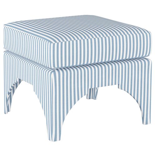 Maude Pillow-Top Ottoman, Blue Stripe Linen~P77514077~P77514077