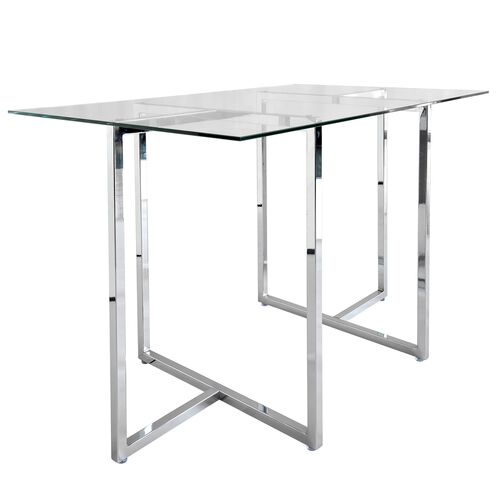 Legend Rectangular Glass Dining Table, Chromed Steel