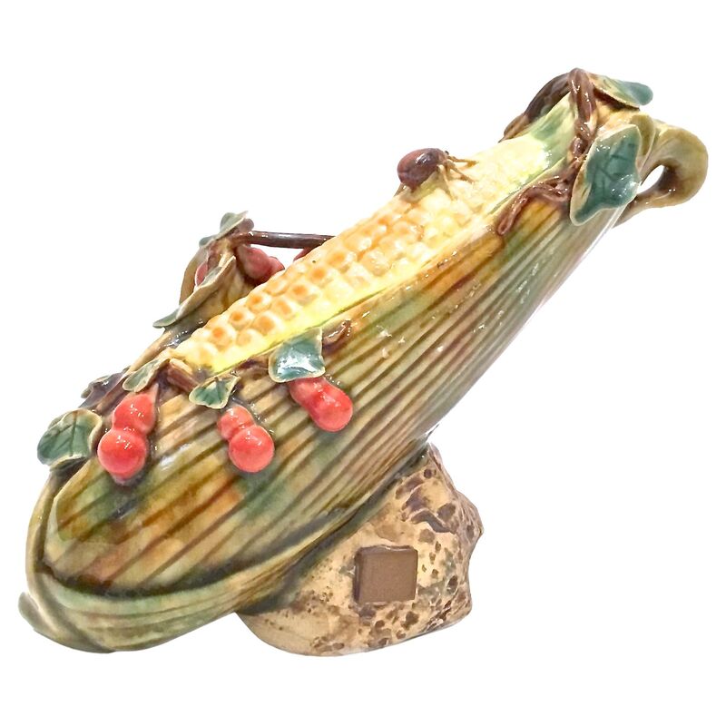 Majolica-Style Corn Sculpture