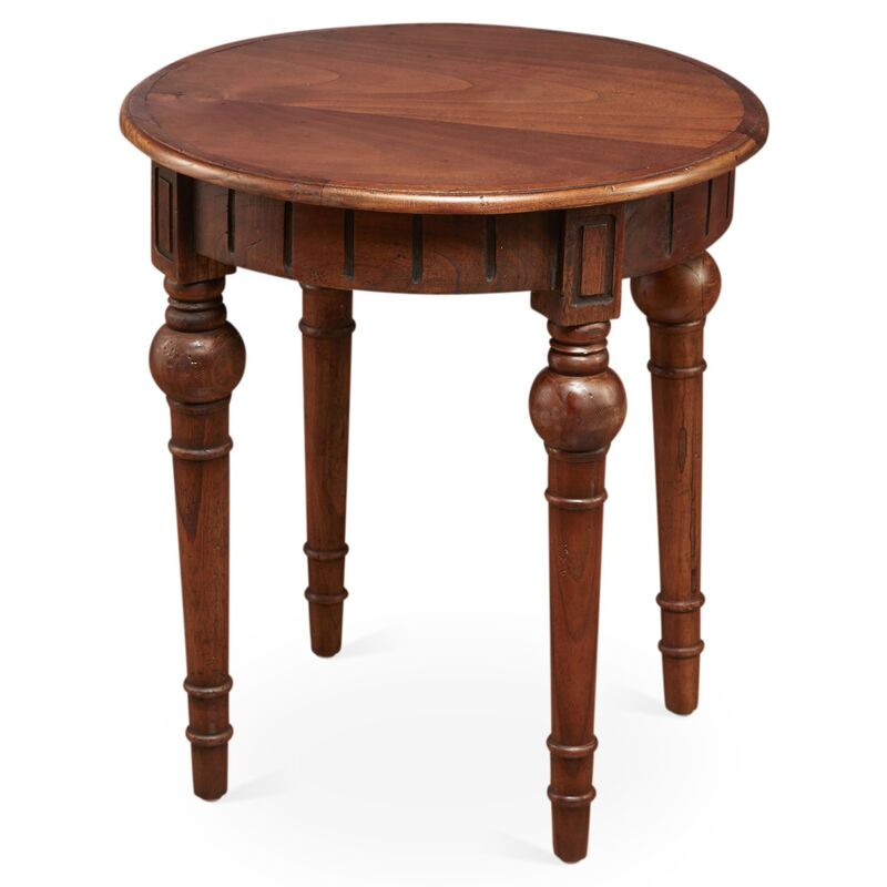 Mathis Round Side Table, Mahogany