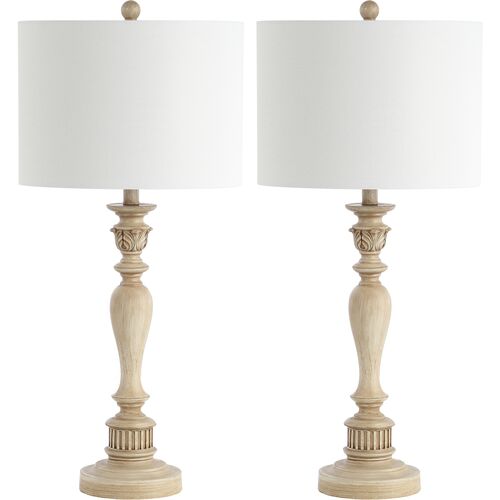 S/2 Harriett Candlestick Table Lamps, Natural~P68319328