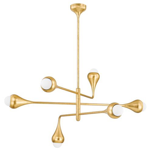 Delta Chandelier, Vintage Gold Leaf Delta Chandelier, Vintage Gold Leaf
