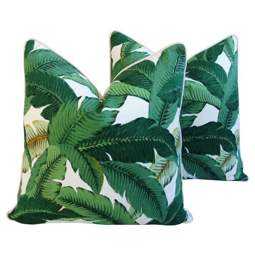 Tropical Banana Leaf Pillows, Pair~P77368930