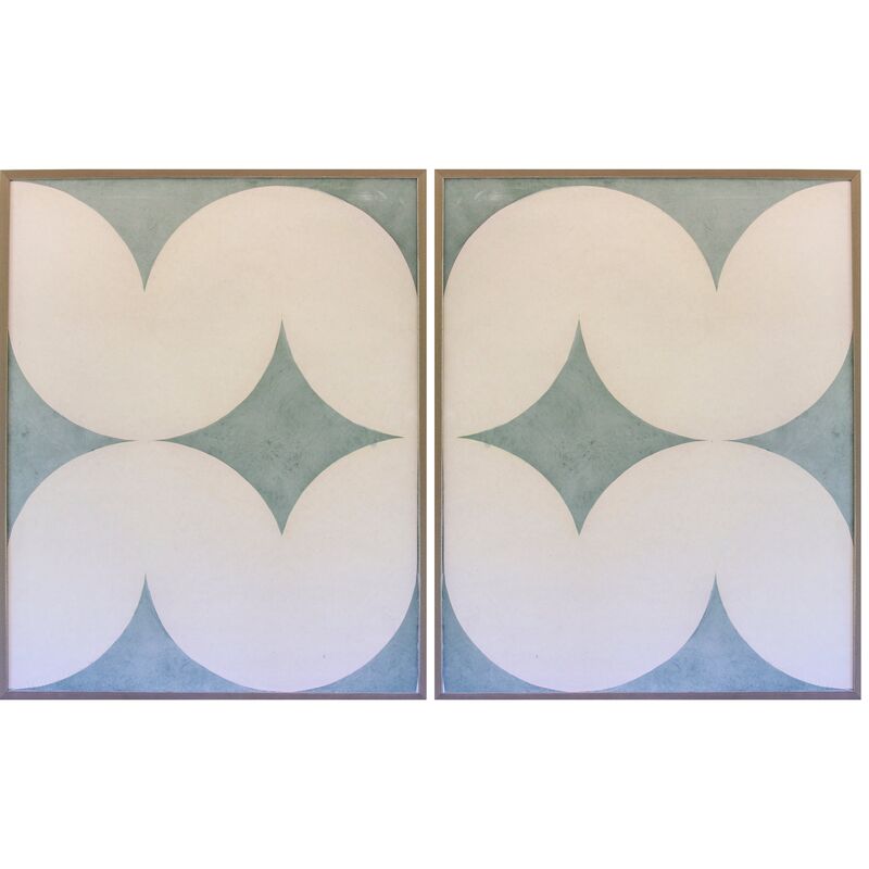 Dawn Wolfe, Light Blue Wave Abstract Diptych