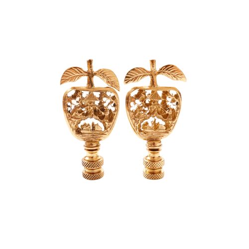 Chinoiserie Brass Lamp Finials, Pair~P77659411