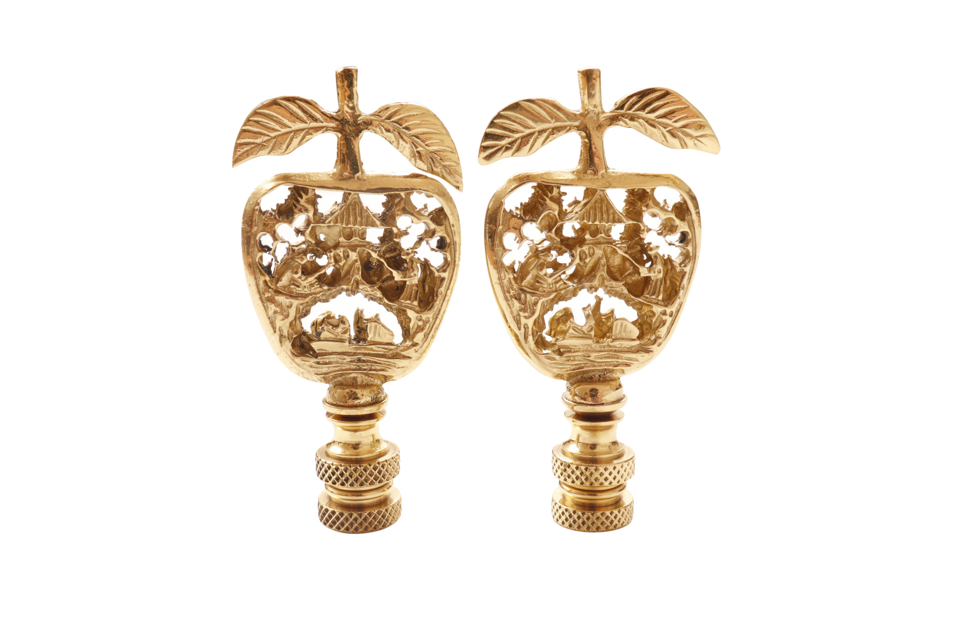 Chinoiserie Brass Lamp Finials, Pair~P77659411