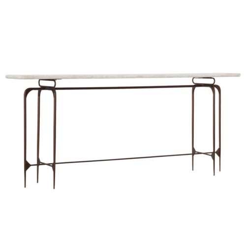 Skinny Iron/Marble Console, Antique Copper