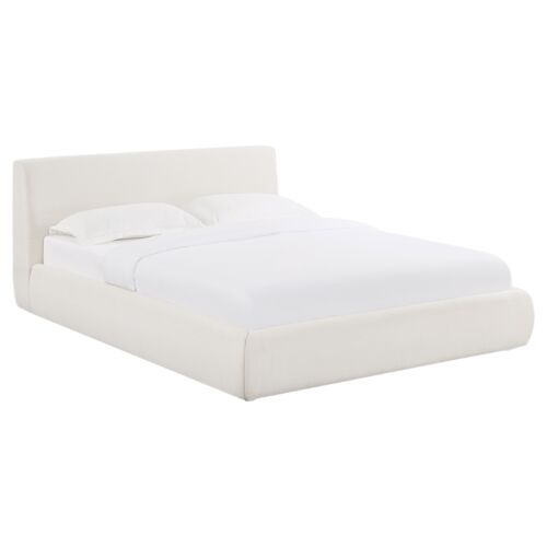 Orsa Upcycled Fabric Bed, Cream