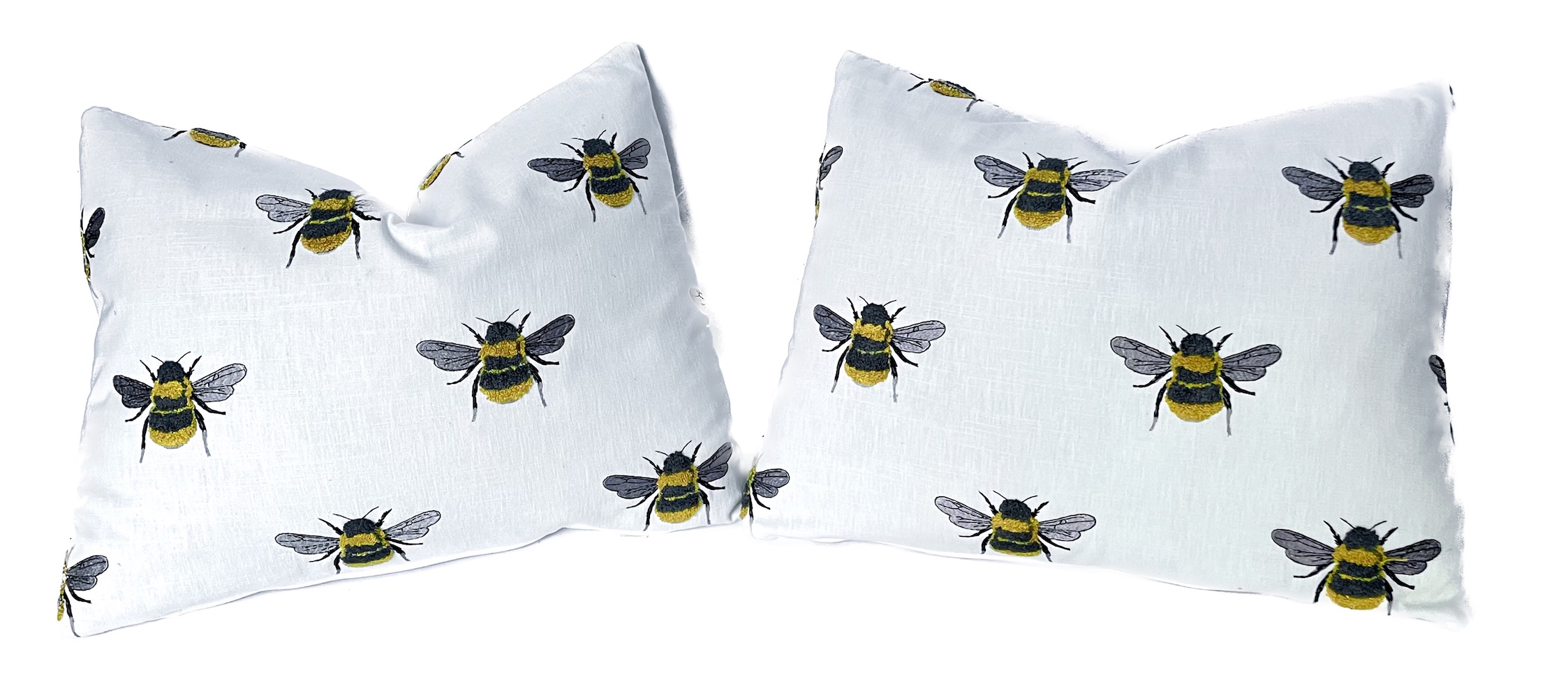 Bee Pattern Embroidered Pillows, Pair~P77701852