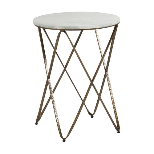 Phoenix Marble Side Table, Vintage Gold/Green~P77606253