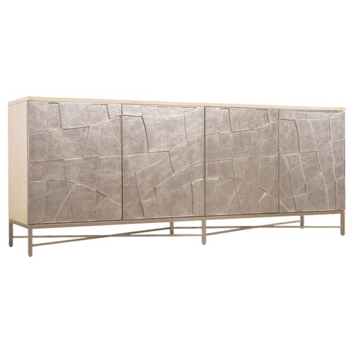 Westwood 4-Door Oak Credenza, Silver Leaf