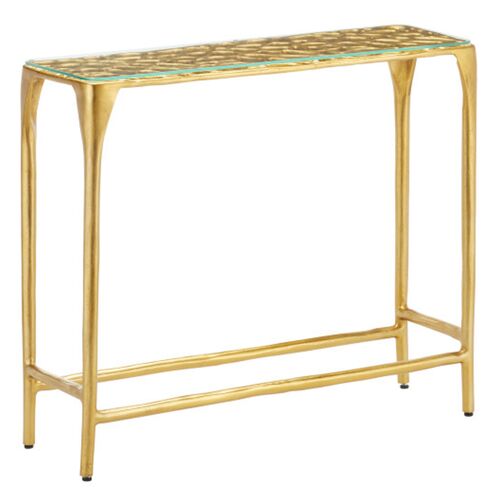 Honeycomb Aluminum Console Table, Gold