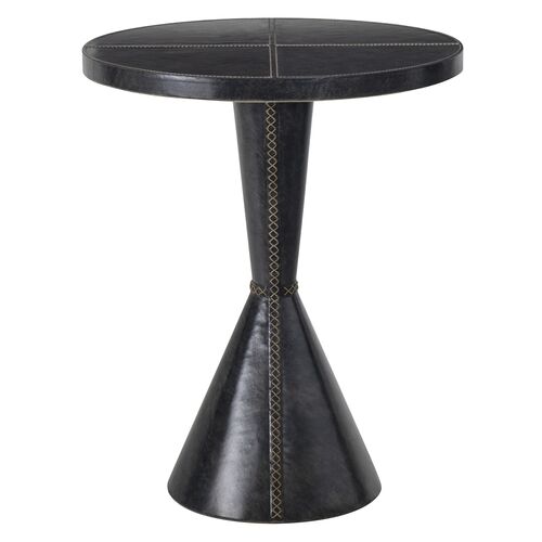 Gabe Stitched Leather Pedestal Side Table Gabe Stitched Leather Pedestal Side Table