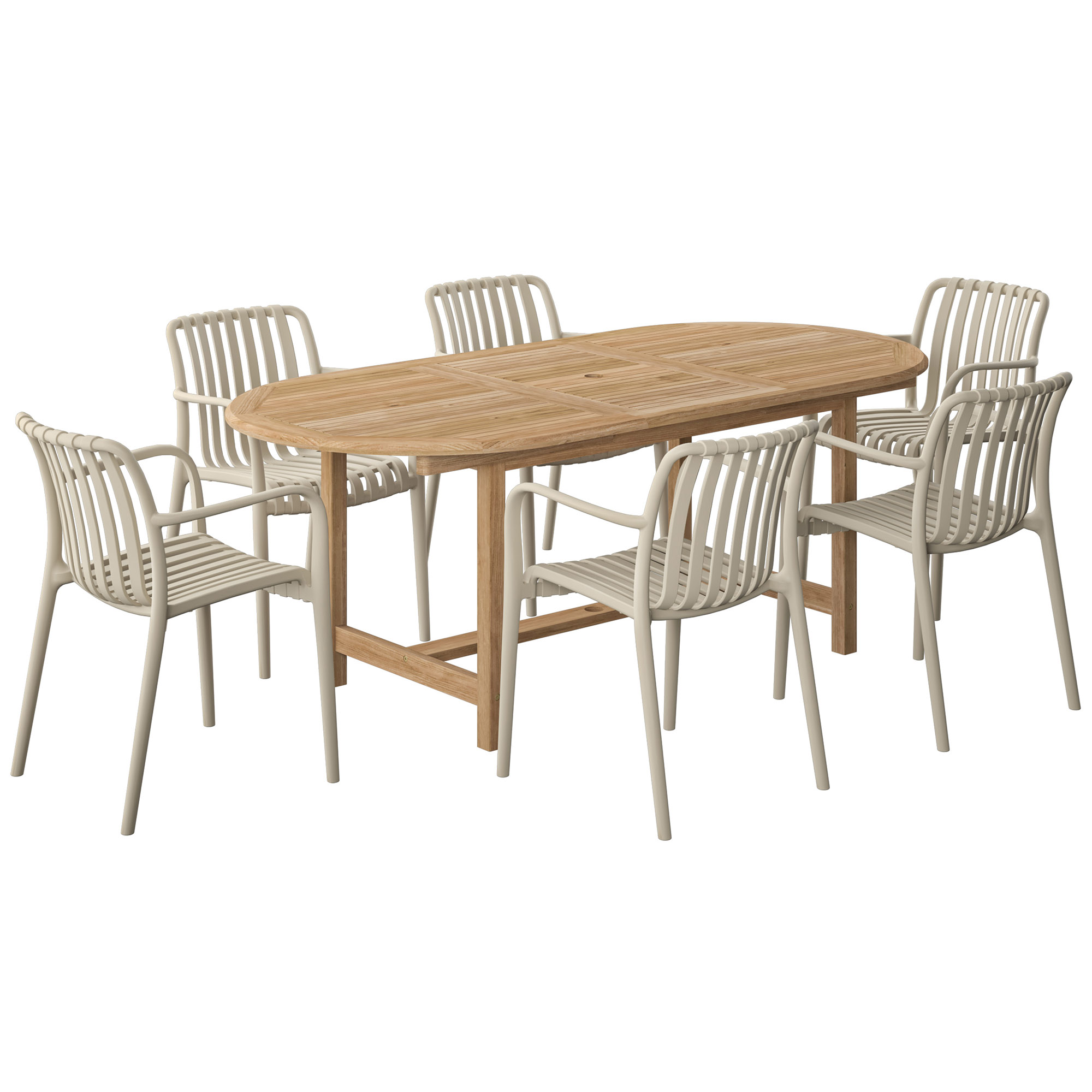 Lanai 7-Pc Outdoor Teak Extension Dining Set