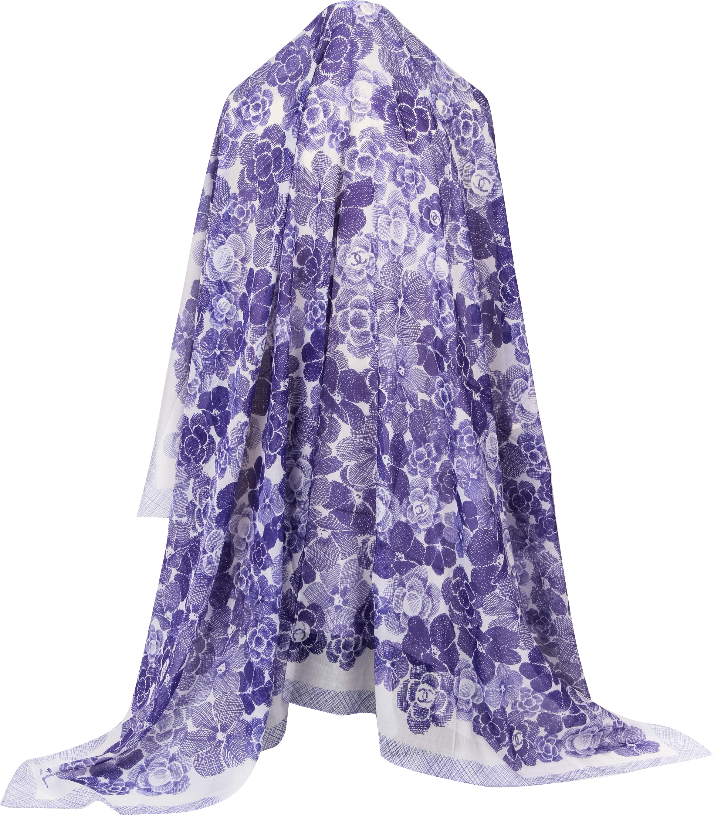 Chanel new XL purple cotton silk shawl~P77634265
