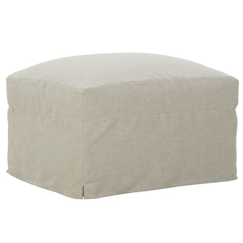 Vivian Slipcover Ottoman, Pearl Vivian Slipcover Ottoman, Pearl