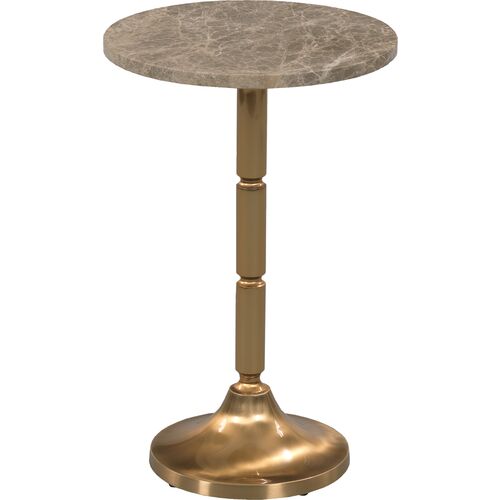 Darla Marble Drink Table, Brass~P111119956